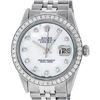 Image 1 : Rolex Mens Stainless Steel Mother Of Pearl Diamond 36MM Datejust Wristwatch
