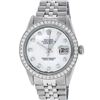 Image 2 : Rolex Mens Stainless Steel Mother Of Pearl Diamond 36MM Datejust Wristwatch