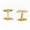 Image 3 : Vintage Men's Solid 18k Yellow & White Gold Round Basket Weave Cufflinks Links