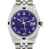 Image 2 : Rolex Mens Stainless Steel Purple Roman Diamond & Sapphire Datejust Wristwatch
