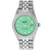 Image 2 : Rolex Mens Stainless Steel Green Diamond 36MM Datejust Wristwatch