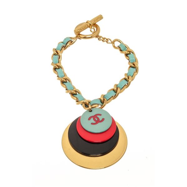 Chanel Green Braided Round Charm