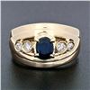 Image 2 : 18k Yellow Gold 0.87 ctw Oval Sapphire & Round Diamond Polished Wide Band Ring