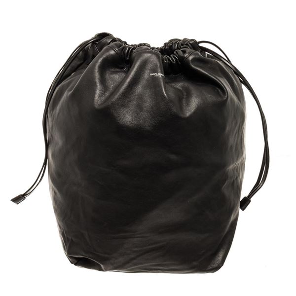 Saint Laurent YSL Black Leather Teddy Shopping Tote