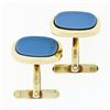 Image 3 : Vintage 14k Yellow Gold Flat Cushion Cut Bluish Gray Chalcedony Swivel Cufflinks