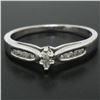 Image 4 : Petite 10k White Gold Marquise Diamond Solitaire Ring w/ Round Channel Accents