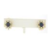 Image 3 : 18k Gold EGL Certified Royal Blue Sapphire and VVS E Diamond Omega Earrings