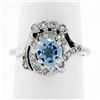 Image 1 : Art Deco 14k White Gold 1.45 ctw Round Aquamarine and Diamond Cocktail Ring