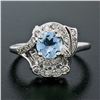 Image 2 : Art Deco 14k White Gold 1.45 ctw Round Aquamarine and Diamond Cocktail Ring
