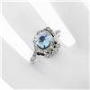 Image 3 : Art Deco 14k White Gold 1.45 ctw Round Aquamarine and Diamond Cocktail Ring