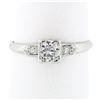 Image 1 : Antique Art Deco Platinum 0.46 ctw Old European VS Diamond Engagement Promise Ri