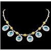 Image 2 : 42.82 ctw Blue Zircon and Diamond Necklace - 14-18KT White And Yellow Gold