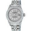 Image 1 : Rolex Ladies Stainless Steel Quickset Slate Grey Diamond Lugs Datejust Wristwatc