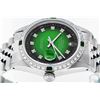 Image 8 : Rolex Mens Stainless Steel Green Vignette Diamond & Emerald Datejust Wristwatch