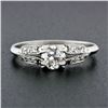 Image 2 : Antique Art Deco Platinum European Diamond Solitaire Engagement or Promise Ring
