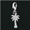 Image 2 : 14k White Gold 0.36 ctw Pave Diamond Palm Tree Dangle Lobster Clasp Charm Pendan