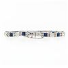 Image 2 : Antique Art Deco 18k Gold 1.10 ctw European Diamond & Syn. Sapphire Line Bracele