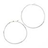Image 5 : Italian 18K White Gold 0.25 ctw Round Diamond 50mm Large Wavy Modern Hoop Earrin