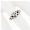 Image 3 : 14k TT Gold 1.48 ctw Round Brilliant & Baguette Cut Diamond Engagement Band Ring