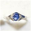 Image 1 : 10K White Gold Sapphire(0.8ct) Diamond(0.06ct) Ring (~Size 7)(Ring is resizable for $40) (~weight 1.