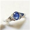 Image 2 : 10K White Gold Sapphire(0.8ct) Diamond(0.06ct) Ring (~Size 7)(Ring is resizable for $40) (~weight 1.