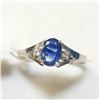 Image 3 : 10K White Gold Sapphire(0.8ct) Diamond(0.06ct) Ring (~Size 7)(Ring is resizable for $40) (~weight 1.