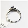 Image 4 : 10K White Gold Sapphire(0.8ct) Diamond(0.06ct) Ring (~Size 7)(Ring is resizable for $40) (~weight 1.