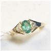 Image 2 : 10K Yellow Gold Emerald(0.45ct) Diamond(0.07ct) Ring (~Size 6.25)(Ring is resizable for $40) (~weigh