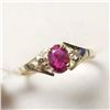 Image 2 : 10K Yellow Gold Ruby(0.57ct) Diamond(0.07ct) Ring (~Size 6.25)(Ring is resizable for $40) (~weight 1