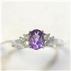 Image 1 : 10K White Gold Amethyst(1ct) Diamond(0.2ct) Ring (~Size 7)(Ring is resizable for $40) (~weight 2.1g)