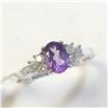 Image 2 : 10K White Gold Amethyst(1ct) Diamond(0.2ct) Ring (~Size 7)(Ring is resizable for $40) (~weight 2.1g)