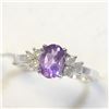 Image 3 : 10K White Gold Amethyst(1ct) Diamond(0.2ct) Ring (~Size 7)(Ring is resizable for $40) (~weight 2.1g)