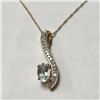 Image 1 : 10K Yellow Gold Aquamarine 18"(0.5ct) Diamond(0.2ct) Necklace (~weight 1.6g), Suggested Retail Value