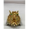 Image 2 : Gents sculpted dragon .925 Silver Sapphire & emerald ring with certificate valued $1400.00