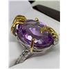 Image 2 : Natural Amethyst 24 Carat Oval Cut Solitaire Serpent ring with certificate valued $1200.00