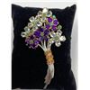 Image 2 : Ornate Natural Amethyst & Aquamarine Gemstone Ladies Broach pin with certificate valued $1300.00