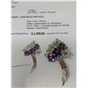 Image 7 : Ornate Natural Amethyst & Aquamarine Gemstone Ladies Broach pin with certificate valued $1300.00
