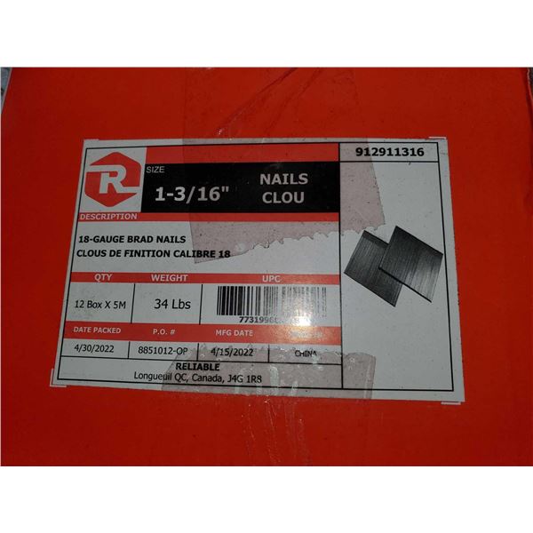 Reliable 1-3/16  18 Galvanized Gauge Brad Nails 12 x5000 Nails