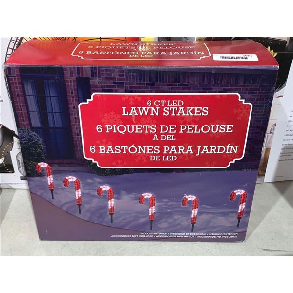 Lawn Stakes 6 ct LED Candy Cane