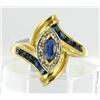 Image 1 : .9ct Ceylon Blue Sapphire & Diamond 10k Gold Ladies Ring (JEW-282)