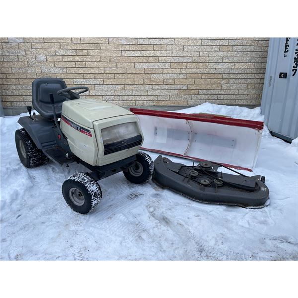 White Cruisematic riding tractor with mower deck (46"wide) + custom front mounted blade (72" wide) -