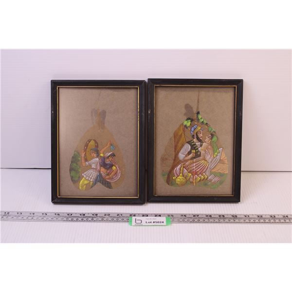 (2) Framed Pressed and Painted Leaves