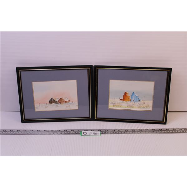 (2) Framed Prairie Watercolours