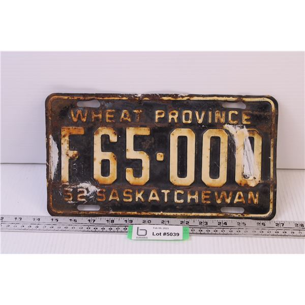 1952 Saskatchewan Farm Plate