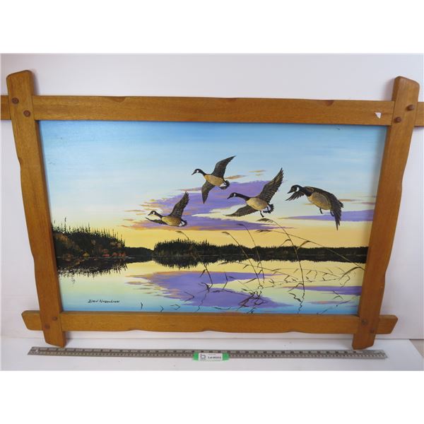*Canvas Painting of Canadian Geese (signed 24" x 37")
