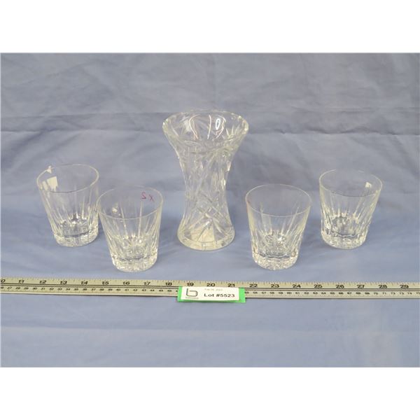 (4) Crystal Glasses - Crystal Sunflower Vase