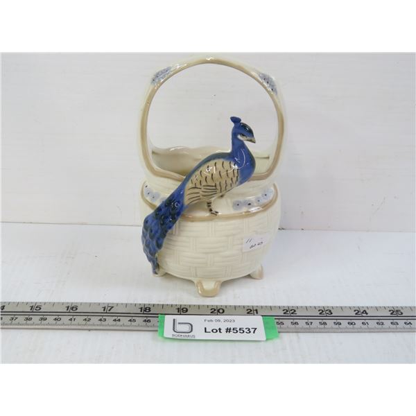 Ceramic Peacock Vase Basket