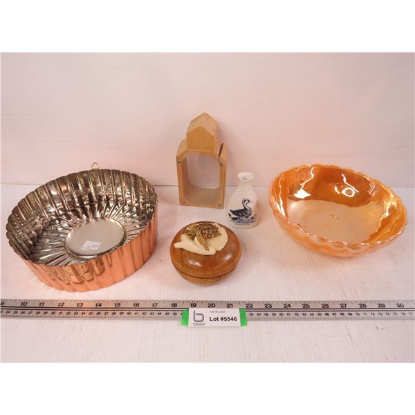 Peach Luster Bowl - Garai Elevator Bank - Wooden Turtle Bowl - Porsgrund Vase - Form Pan