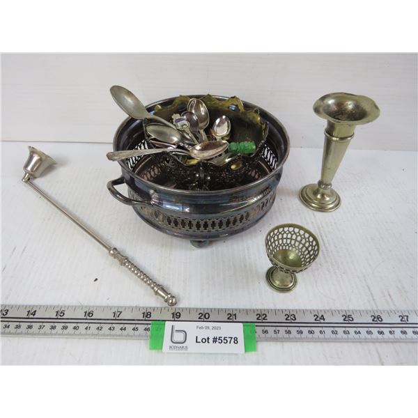 Collector Spoons - Metal Egg Cup - Candle Holder - Candle Snuff - Metal Bowl/Dish - Metal Container 