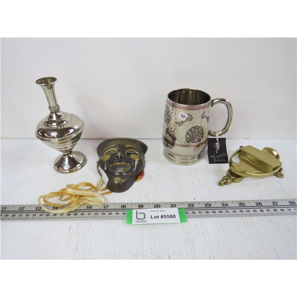 Metal Items - Cup - Vase - Mask - Door Knocker